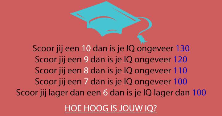 Om te scoren in deze quiz moet je iq 100 of hoger zijn!